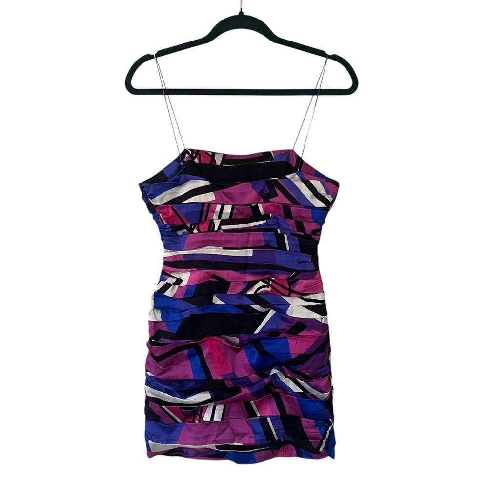 NWT Retrofete Elsie silk pleated mini dress in Graffiti spaghetti strap small - Picture 8 of 15